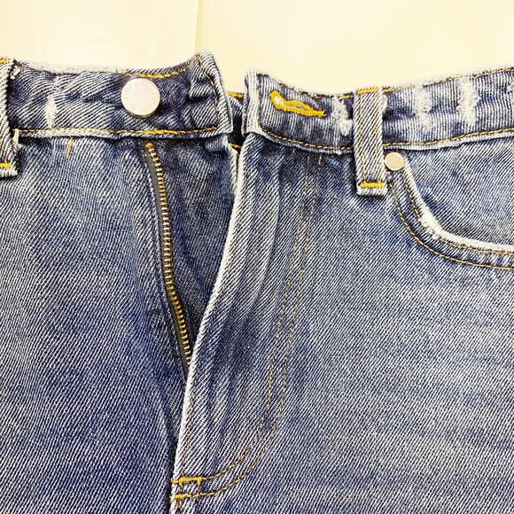 Distressed Jean Skirt H&M Womens Cut Off Blue Denim Size 6 - Picture 7 of 12